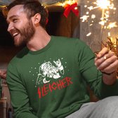 Groene Foute Kersttrui Premium - Sleigher Kerstman - Maat L - Kerstkleding voor dames & heren