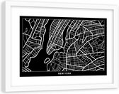 Foto in frame , Plattegrond Brno , 120x80cm , Zwart wit , wanddecoratie