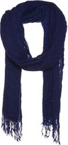 Sjaal blauw - 100% Wol - Navy basket weave sjaal