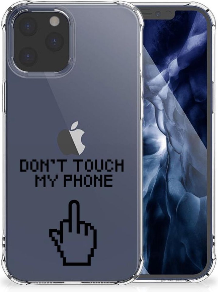 Back Cover voor iPhone 12 Pro Max Anti Shock Case Finger Don't Touch My Phone