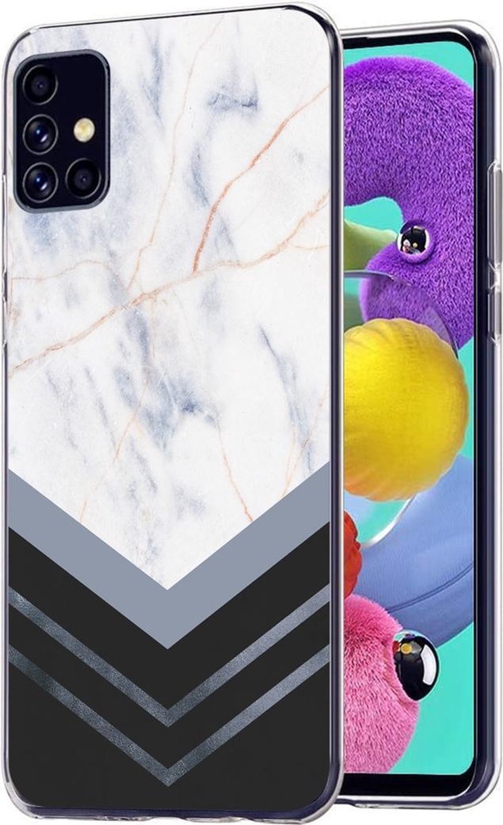 iMoshion Hoesje Geschikt voor Samsung Galaxy A51 Hoesje Siliconen - iMoshion Design hoesje - Wit / Meerkleurig / Graphic Marble White