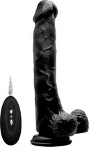 Vibrating Realistic Cock - 10" - With Scrotum - Black - Realistic Vibrators - black - Discreet verpakt en bezorgd