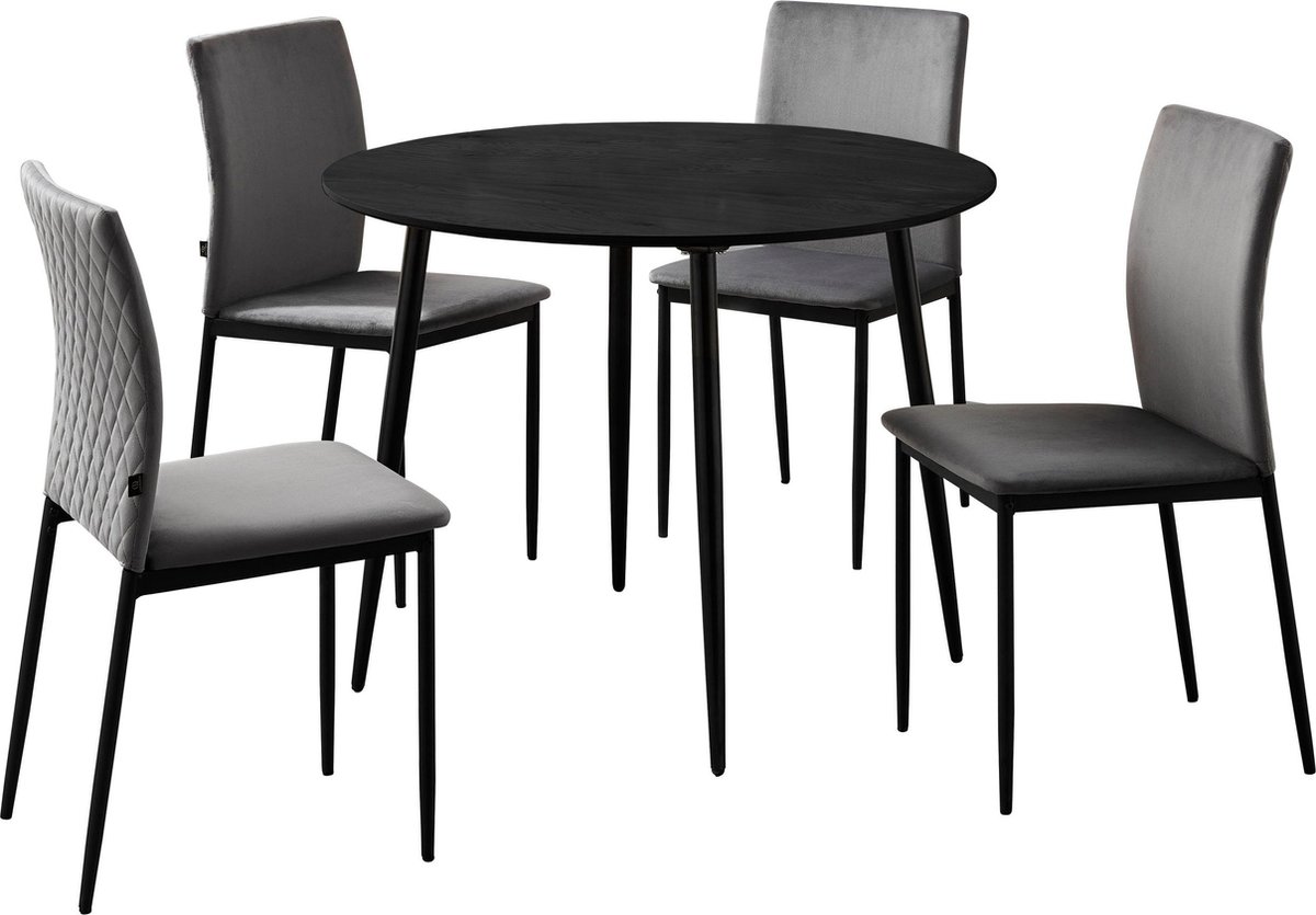 Notio Living Eetset - 100 cm Tafel - Antraciet Gris