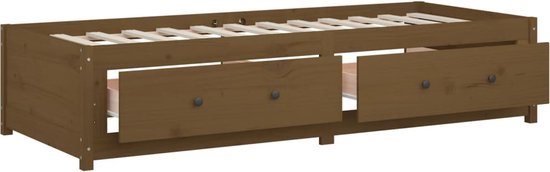The Living Store houten bed Grenenhout - Slaapbank - 205.5 x 95.5 x 44 cm - Honingbruin