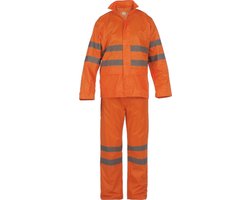 Fluor oranje 2-delig regenpak met reflectie L