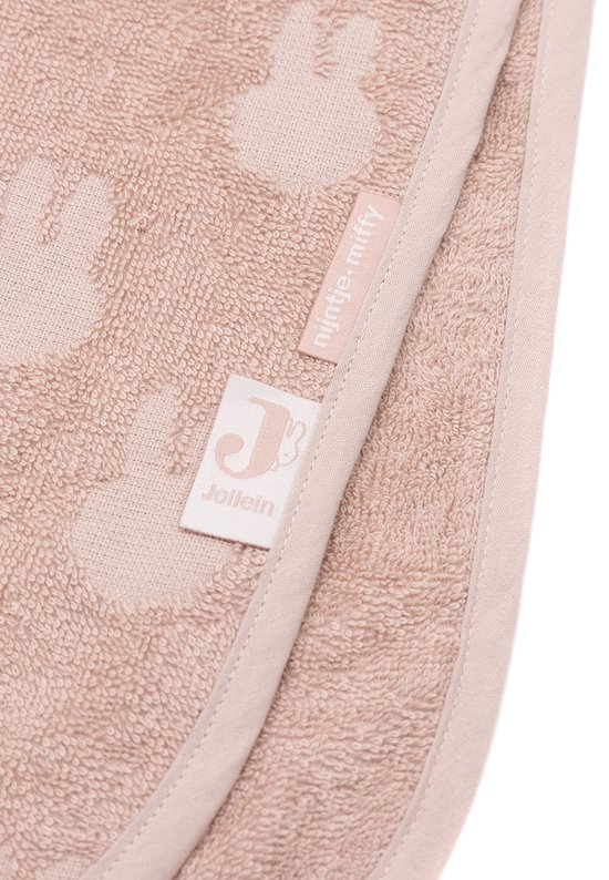 Jollein x Nijntje - Badponcho Baby Badstof - Badcape Kind met Capuchon - Miffy Jacquard - Wild Rose van Jollein — afbeelding 2