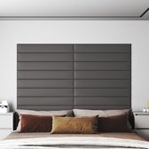 The Living Store Wandpaneel - Grijs - Set van 12 - 90x15 cm - Hoogwaardig kunstleer - Duurzaam materiaal - Warmte- en geluidsisolatie - Doe-het-zelfontwerp