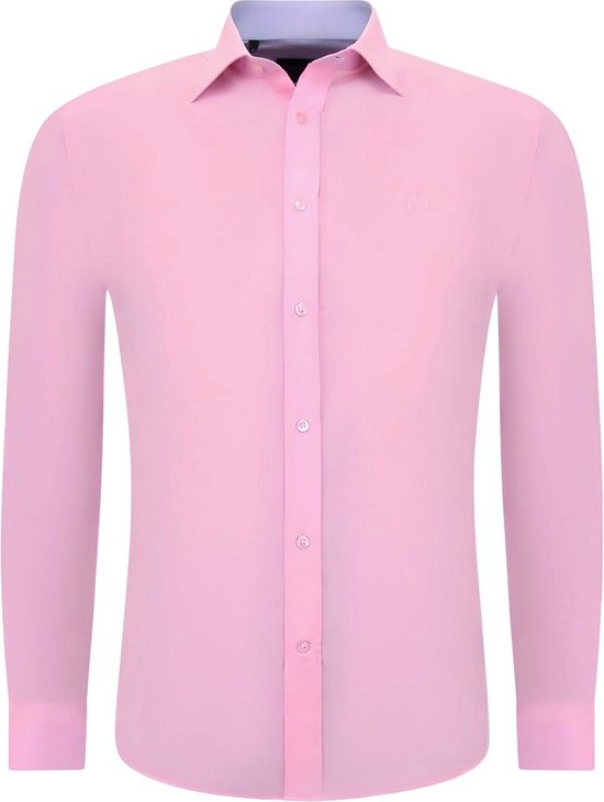 Tony Backer Hommes Chemises Italien - Blouse Blanco - 3032 - Chemises Décontractées Rose Hommes Chemise Taille L