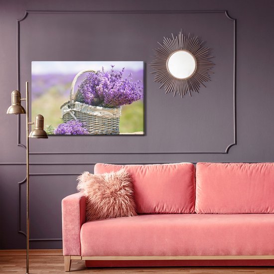 Painting King - Panier à peindre sur toile avec Fleurs de Lavande - 120 x 80 cm