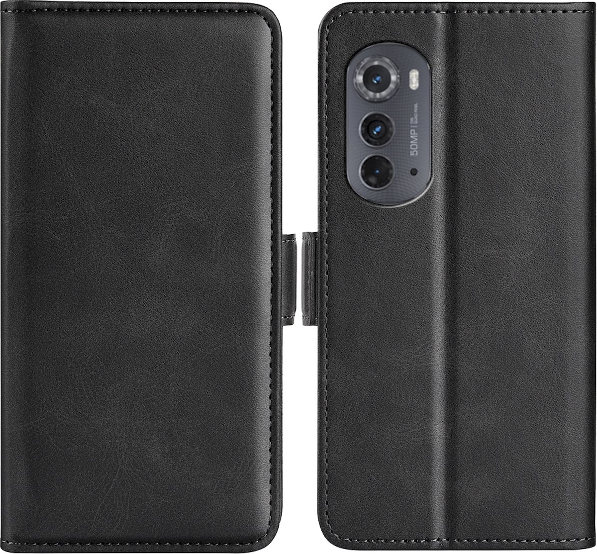 Mobigear Telefoonhoesje geschikt voor Motorola Edge (2022) Hoesje | Mobigear Slim Magnet Bookcase Portemonnee | Pasjeshouder voor 3 Pasjes | Telefoonhoesje voor Pinpas / OV Kaart / Rijbewijs - Zwart