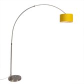 QAZQA Satin - Lampe à arc sur pied - 1 lumière - H 2200 mm - Jaune