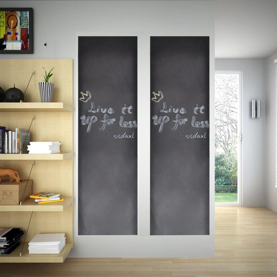 The Living Store Krijtbord Sticker Zwart - 45 cm x 2 m - Zelfklevend - Incl - 2 rollen en 5 krijtjes