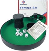 Fleau Games Yahtzee set - Dobbelsteenbak - 100 Scorebladen - Dobbelset - Gezelschapsspel - Pokerpiste - Dobbelspel -