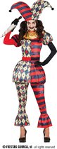 Guirca - Costume Harlequin - Diamants Hailey Queen - Femme - Blauw, Rouge, Wit / Beige - Taille 36-38 - Halloween - Déguisements