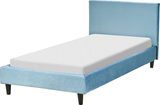 FITOU - Eenpersoonsbed - Lichtblauw - 90 x 200 cm - Fluweel