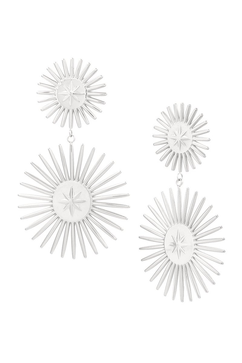 Bijoutheek Oorknoppen double star zilver