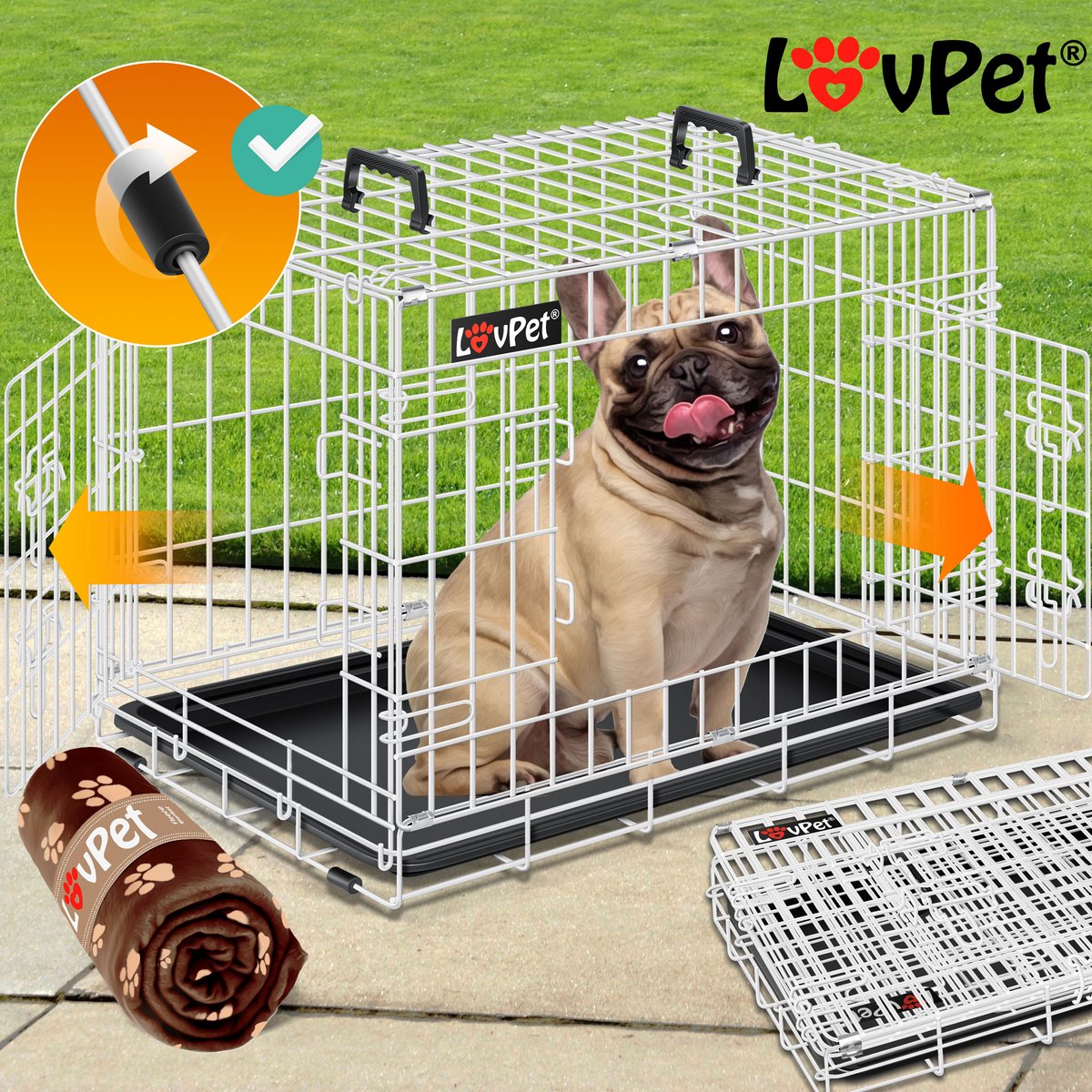 LOVPET® Hondenbench, inklapbaar, hondentransportbox, incl. fleecedeken