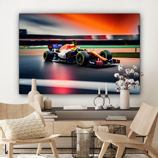 Tableau sur toile Voiture - Formule 1 - Circuit - Voiture de course - 140x90 cm - Décoration murale