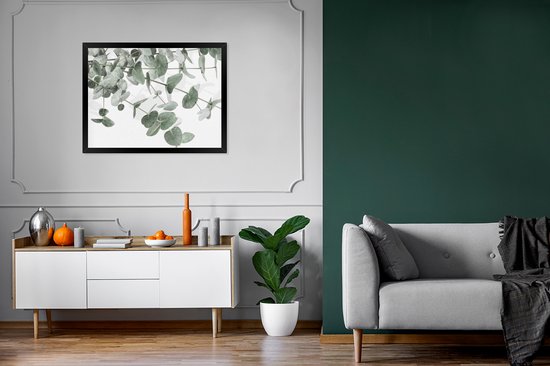 Cadre photo avec affiche - Eucalyptus - Feuilles - Nature - Vert - 80x60 cm - Cadre pour affiche