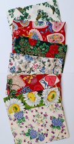 Pakket van 7 lappen stof - bloem - hart - vogel - verschillende prints 50 x 55 cm - quilt - patchwork - naaien - stoffen