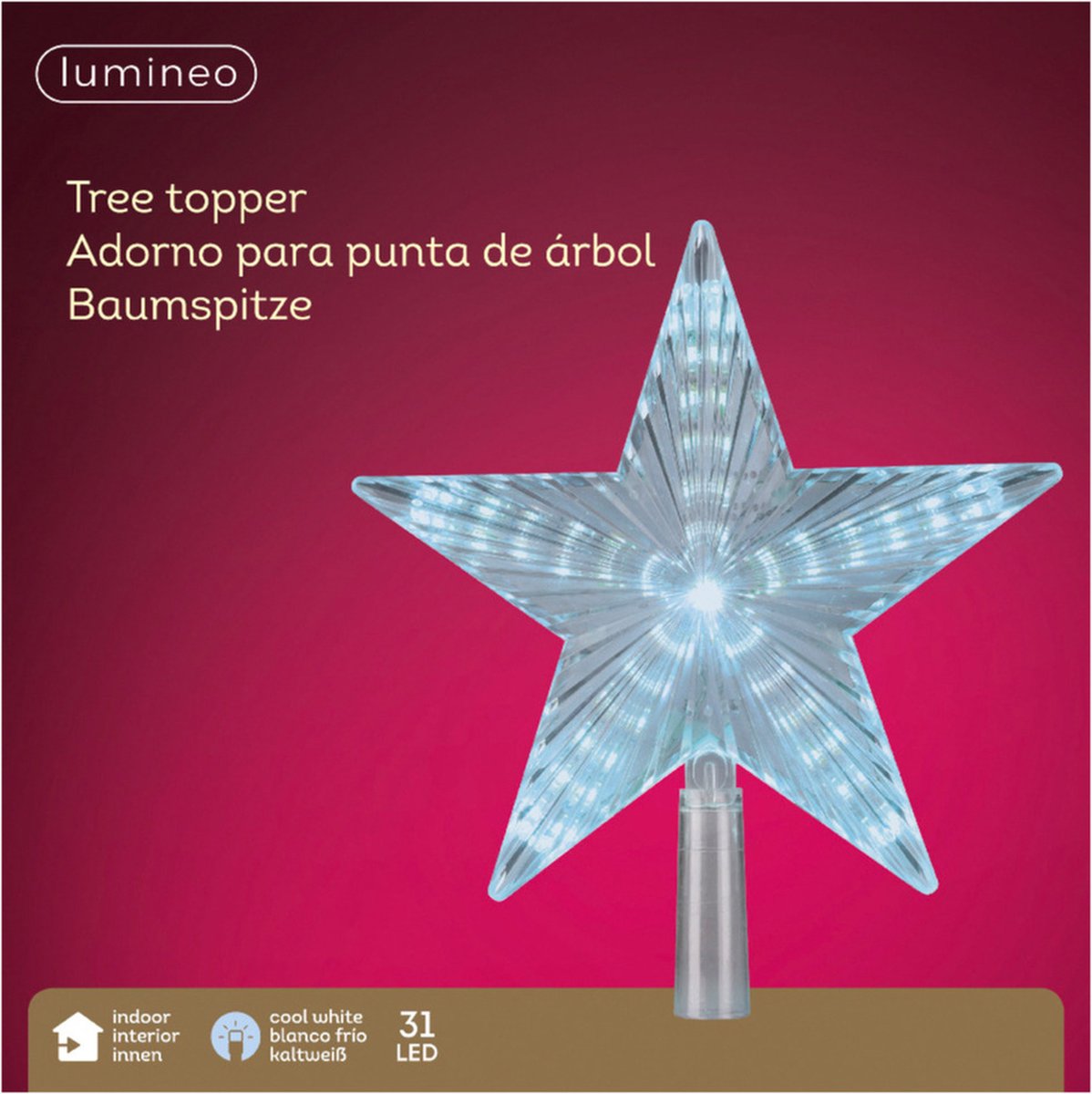 Lumineo Lichtgevende kerstboom piek - ster vorm - 23 cm - helder wit - knipper functie - kerstpieken – foto 2