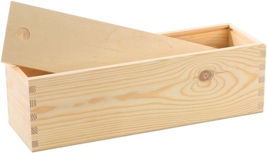 Houten kist met schuifdeksel voor 6 flessen wijn