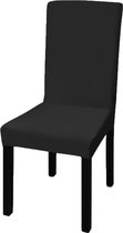 The Living Store Stoelhoezen - Zwart - 6 stuks - Geschikt voor stoelen met een hoogte van max - 55 cm - Stretchstof met 10% spandex - Wasbaar op 40°C - Herbruikbaar - Polyester- 90% - Elasthaan- 10%