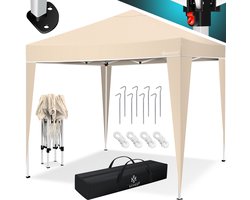 KESSER® Partytent 3x3m Paviljoen Easy Up - Feesttent met Draagtas Waterdicht Opvouwbaar - Beige
