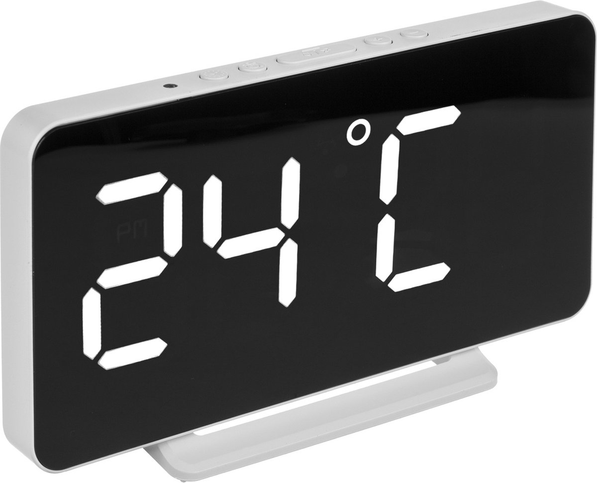 GreenBlue - Klok / Wekker met alarm en thermometerfuncti - LED - Wit