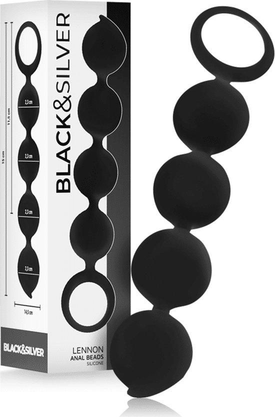 BLACK et ARGENT | Noir et argent - Perles anales en silicone Lennon 15 Cm