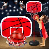 Basketbalpaal - Basketbalring - Basketbal - Basketbalring met Standaard - Verstelbaar - Inclusief Bal en Pomp - Rood