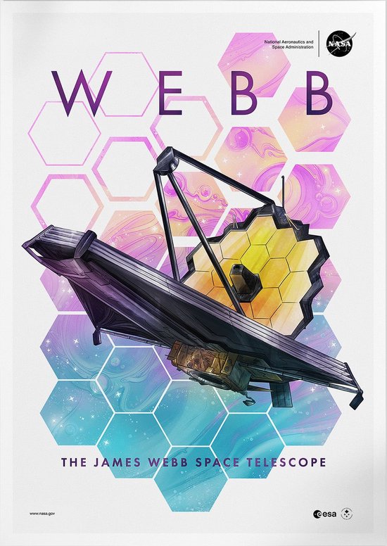 The First Anniversary Of Webb (White) | Space, Astronomie & Ruimtevaart Poster | B2: 50x70 cm