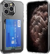 iPhone 13 PRO MAX hoesje - Transparant - met pasjeshouder - kaarthouder - 2 pasjes - case - Doorzichtig - Provium