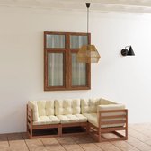 The Living Store Loungebank Grenenhout - Tuinmeubelset - Honingbruin - 70x70x67 cm - Met kussens