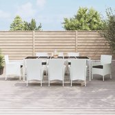 The Living Store Tuinset - Poly Rattan - 250x100x75 cm - Wit - Met Kussens