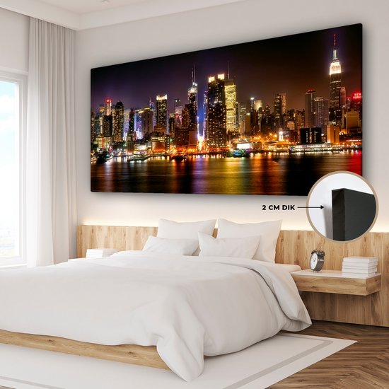 Peinture sur toile New York - Manhattan - Skyline - 160x80 cm - Décoration murale