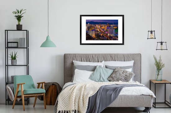 Cadre photo avec affiche - Nuit - Las Vegas - Violet - 90x60 cm - Cadre pour affiche