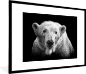 Fotolijst incl. Poster - IJsbeer - Dier - Zwart - Wit - 80x60 cm - Posterlijst