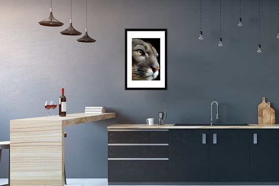 Cadre photo avec affiche - Puma - Animaux sauvages - Portrait - 40x60 cm - Cadre pour affiche
