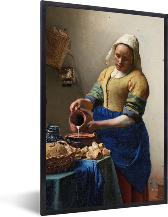 Fotolijst incl. Poster - Het melkmeisje - Schilderij van Johannes Vermeer - Posterlijst