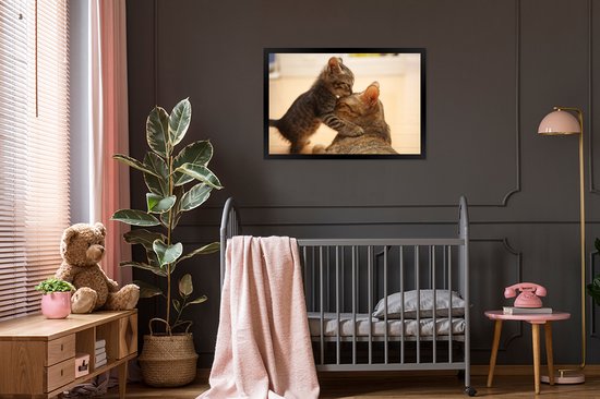 Cadre photo avec affiche - Chat - Chaton - Zwart - 120x80 cm - Cadre pour affiche