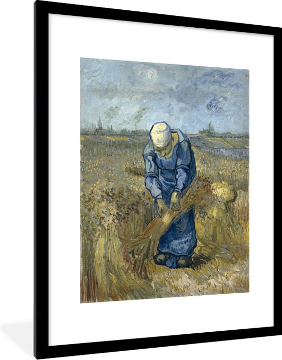 Fotolijst incl. Poster - De schovenbindster (naar Millet) - Vincent van Gogh - 60x80 cm - Posterlijst
