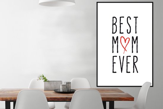 Photo encadrée - Citation de la fête des mères `` meilleure maman jamais '' sur fond blanc cadre photo 80x120 cm - Affiche encadrée (Décoration murale salon / chambre)