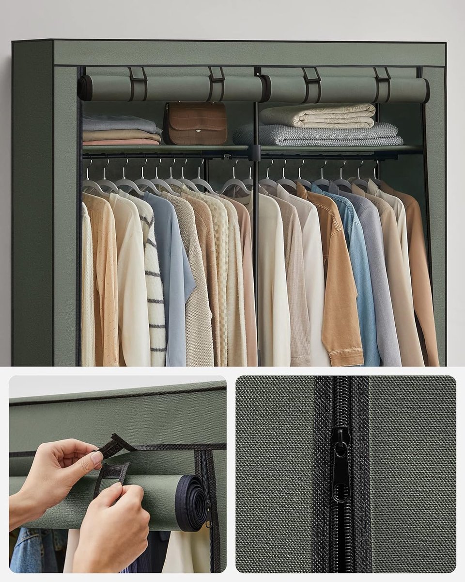 HENGMEI Kleiderschrank Garderobe Regalsystem Mit Türen PP