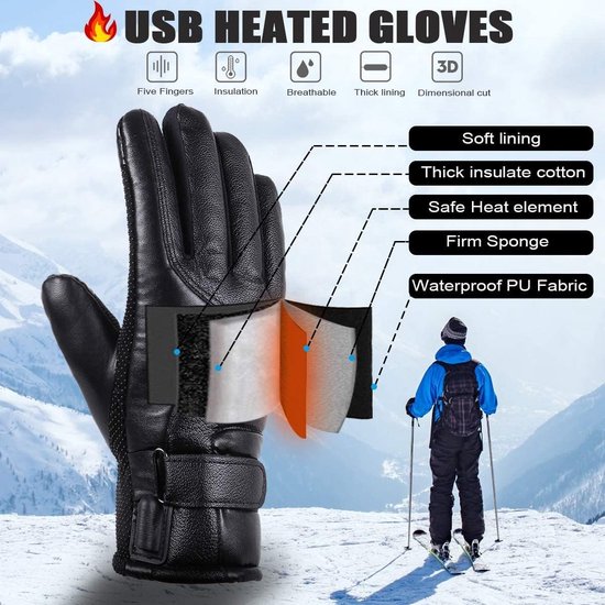 Acheter Gants chauffants électriques rechargeables alimentés par batterie  hiver gants chauffants chauds pour hommes femmes pour ski moto mitaine de  neige gant arthrite