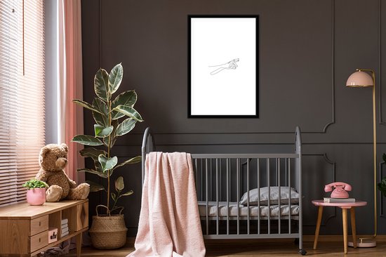 Affiche avec cadre Dessin au trait - Corps - Mains - Line cm