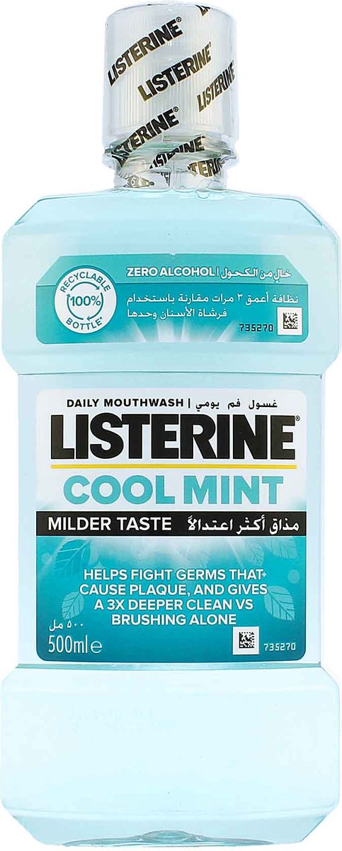 Bol.com Listerine - Mondwater - Cool Mint - Milde Smaak - Mondspoeling - ZERO Alcohol - 1L aanbieding