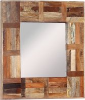 The Living Store Wandspiegel - Antieke Stijl - Massief gerecycled hout - 50x50 cm