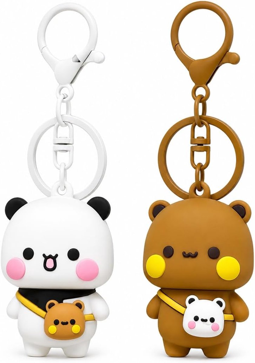 2 stuks sleutelhangers, paar sleutelhangers voor koppels, perfect cadeau partners en vrienden voor op de tas, portemonnee of sleutels