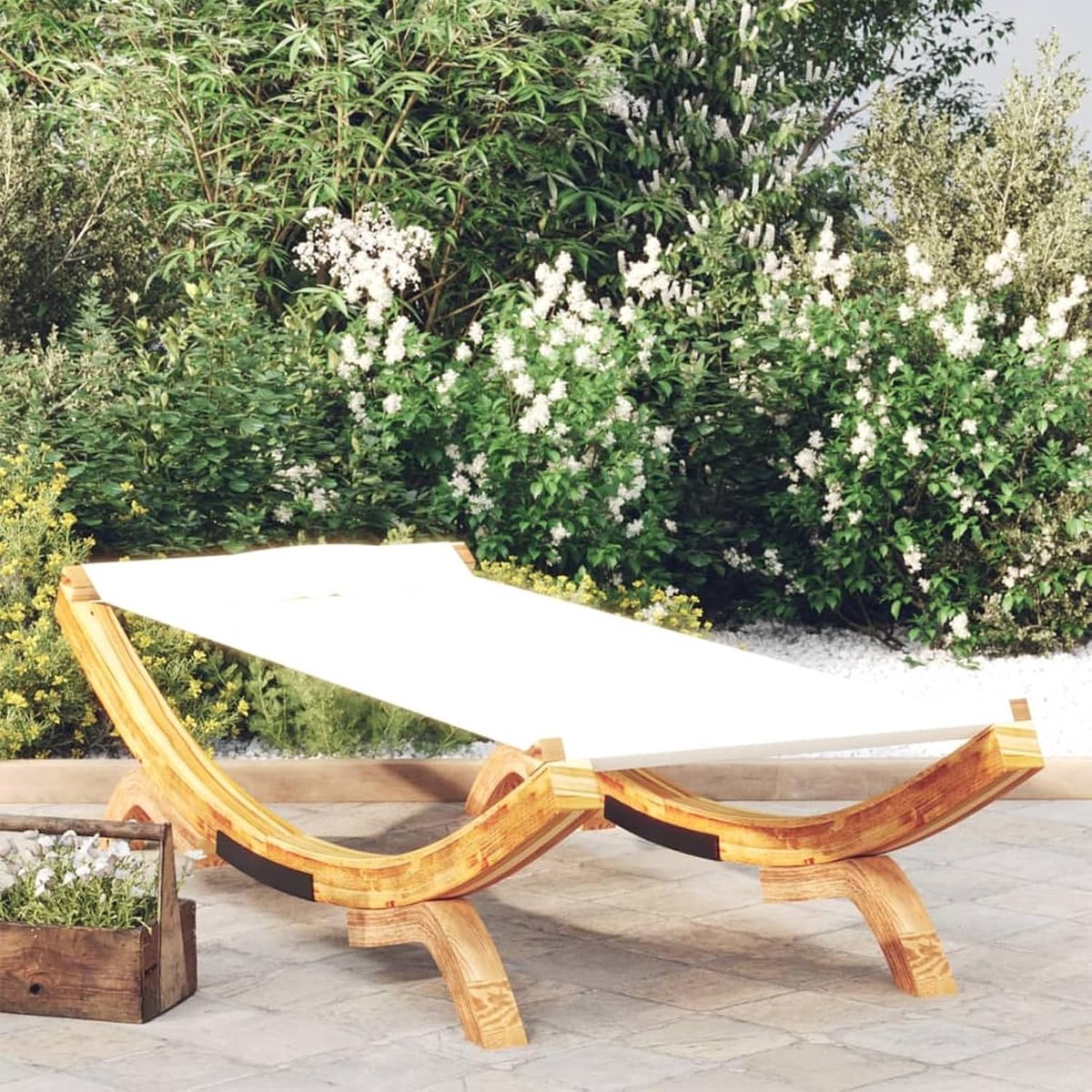Hangmat outdoor katoen voor tuin, indoor, balkon, terras, camping, 100x188,5x44 cm vurenhout massief hout crème